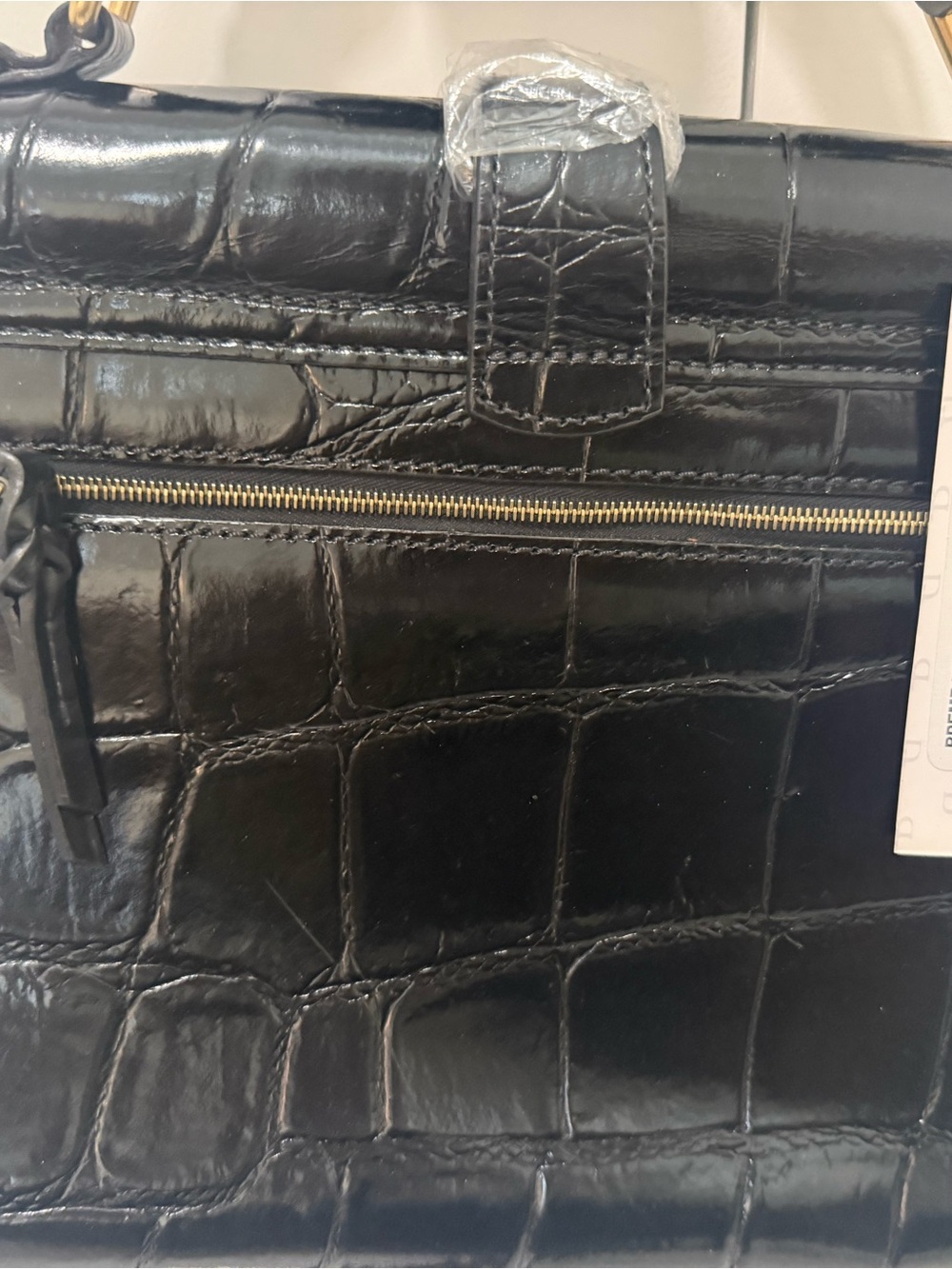 Dooney & Bourke Black Croc-Embossed Top Handle Claire Satchel with Gold Hardware - Picture 6 of 10